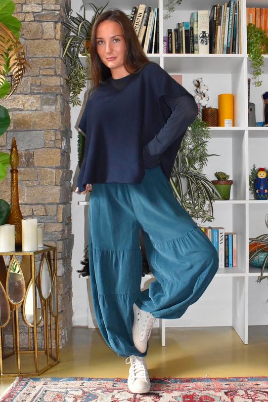 Basso Baby Cord Tiered Cuff Pant Deep Teal